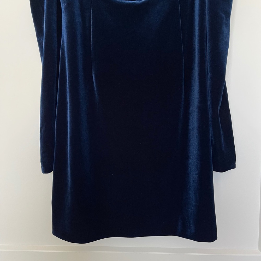 Cara Cara Laurenne Velvet Mini Dress Sm Navy Blue Puff Sleeve Chic Sexy Holiday - Picture 10 of 16